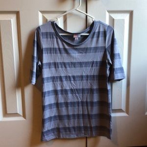 LulaRoe size M fitted striped purple/blue shirt